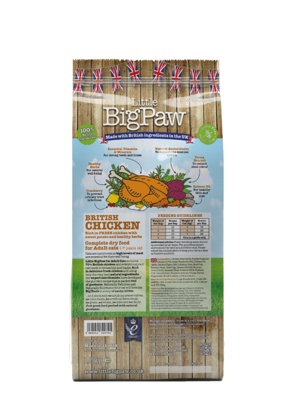 LITTLE BIG PAW British Chicken Complete Dry Food for Adult Cats 1.5kg - Image 2