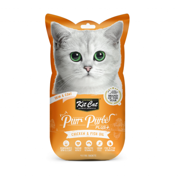 Kit Cat Purr Puree Plus+ Chicken & Fish Oil (Skin & Coat)